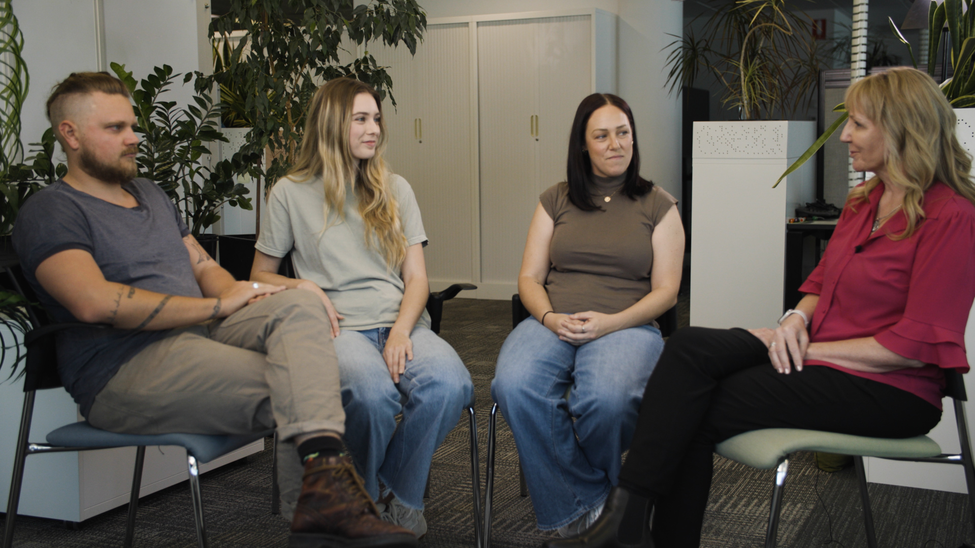 Support workers talking